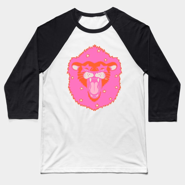 Neon Starry Lion Baseball T-Shirt by jaclyncaris